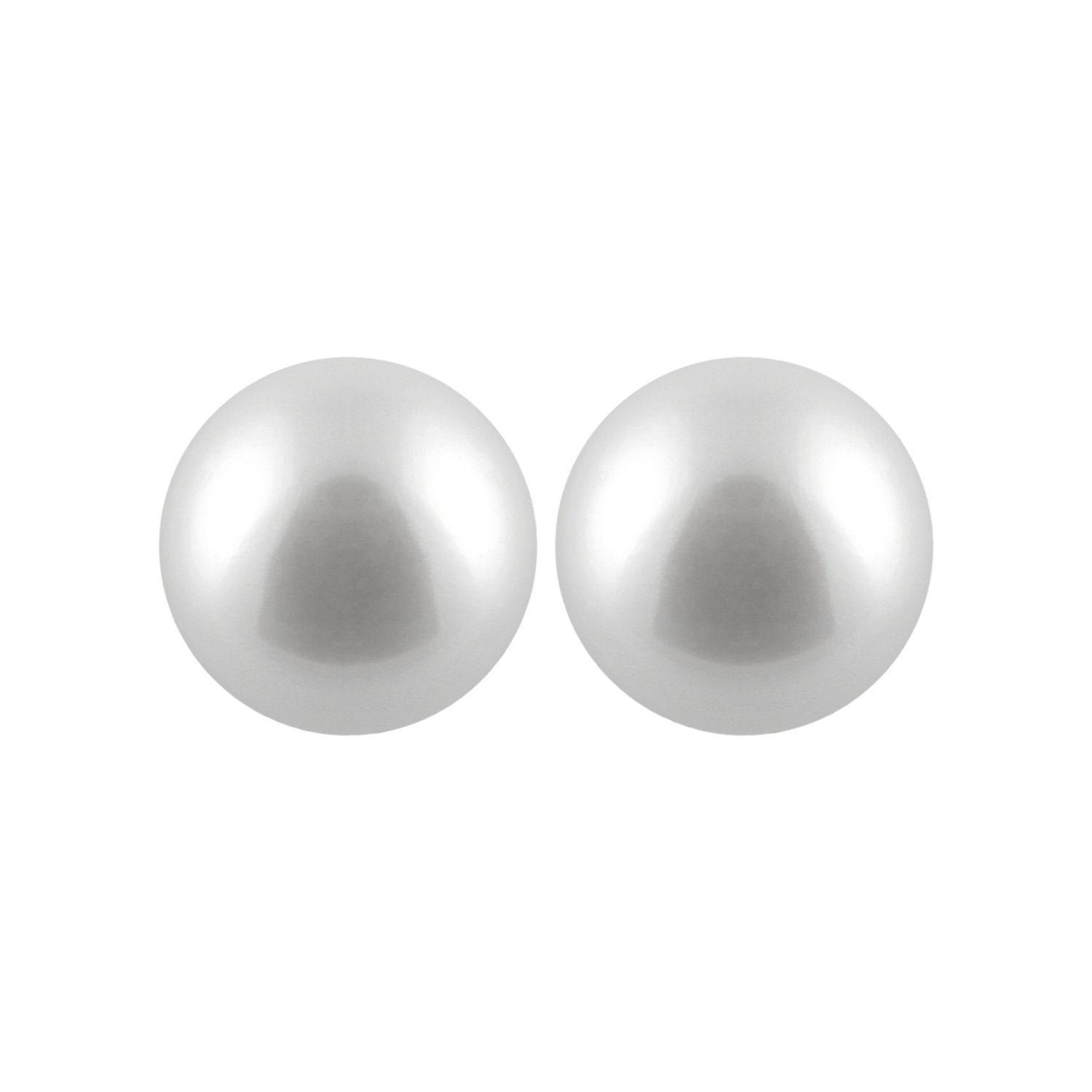 Round White Akoya Pearl Stud Earrings